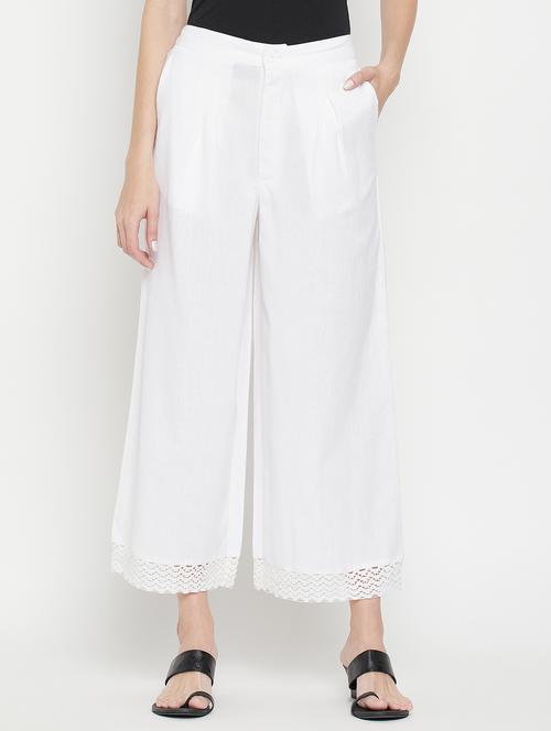women solid mid rise flared palazzo - 22061336 - Standard Image - 0