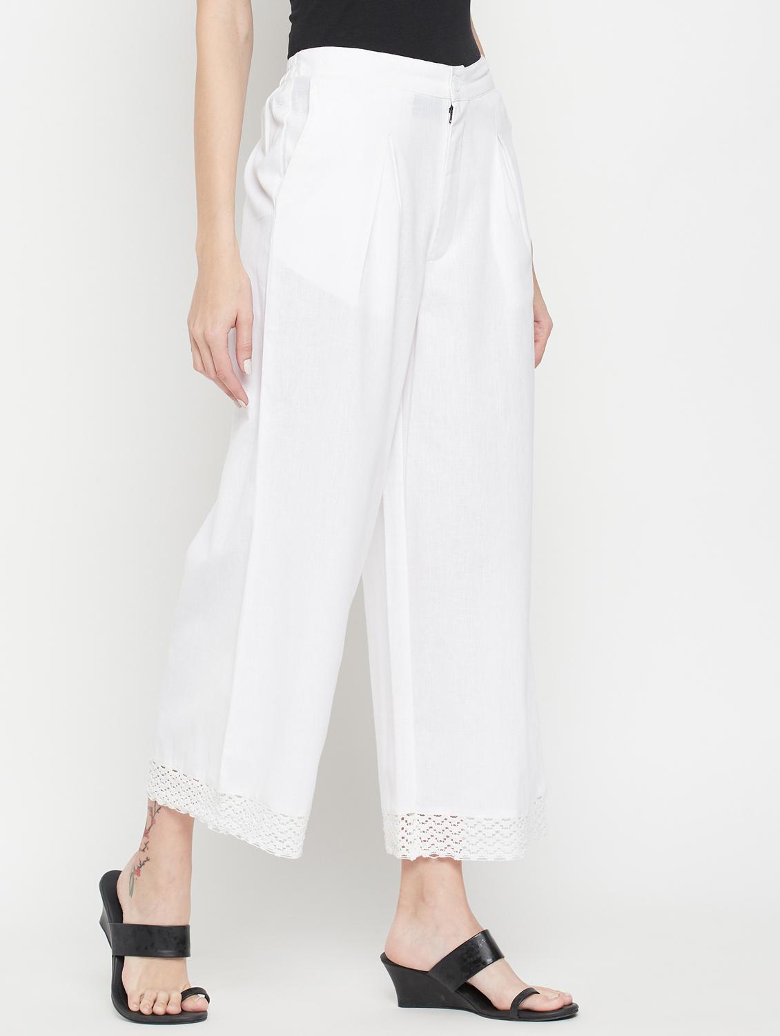 women solid mid rise flared palazzo - 22061336 - Standard Image - 2