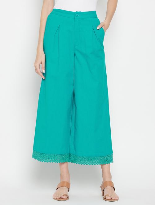 women solid mid rise flared palazzo - 22061338 - Standard Image - 0