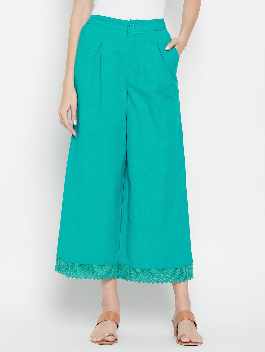 women solid mid rise flared palazzo - 22061338 - Zoom Image - 0