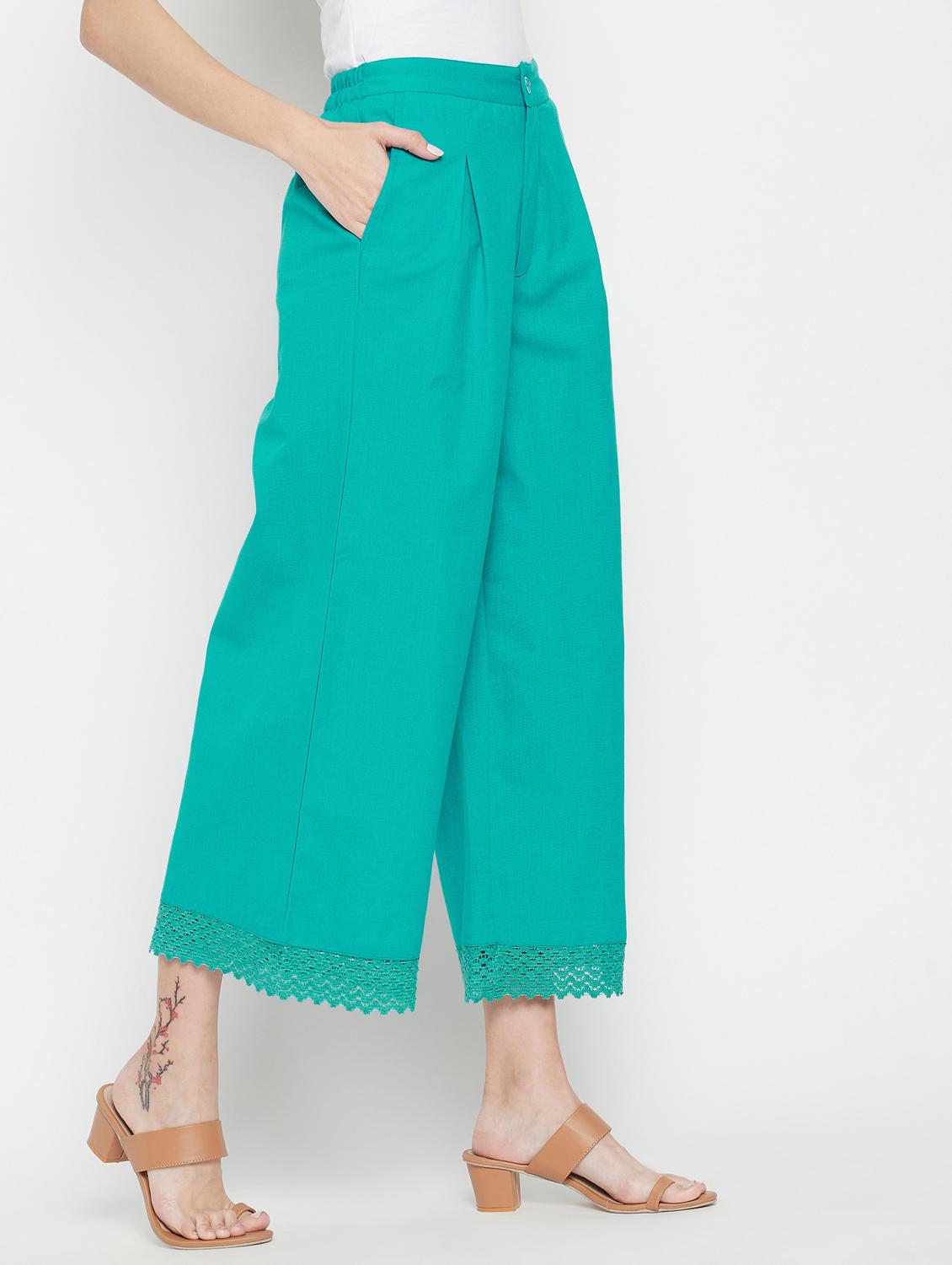 women solid mid rise flared palazzo - 22061338 - Standard Image - 2