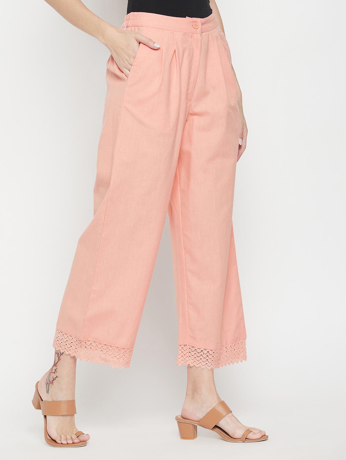 women solid mid rise straight palazzo - 22061341 - Standard Image - 2