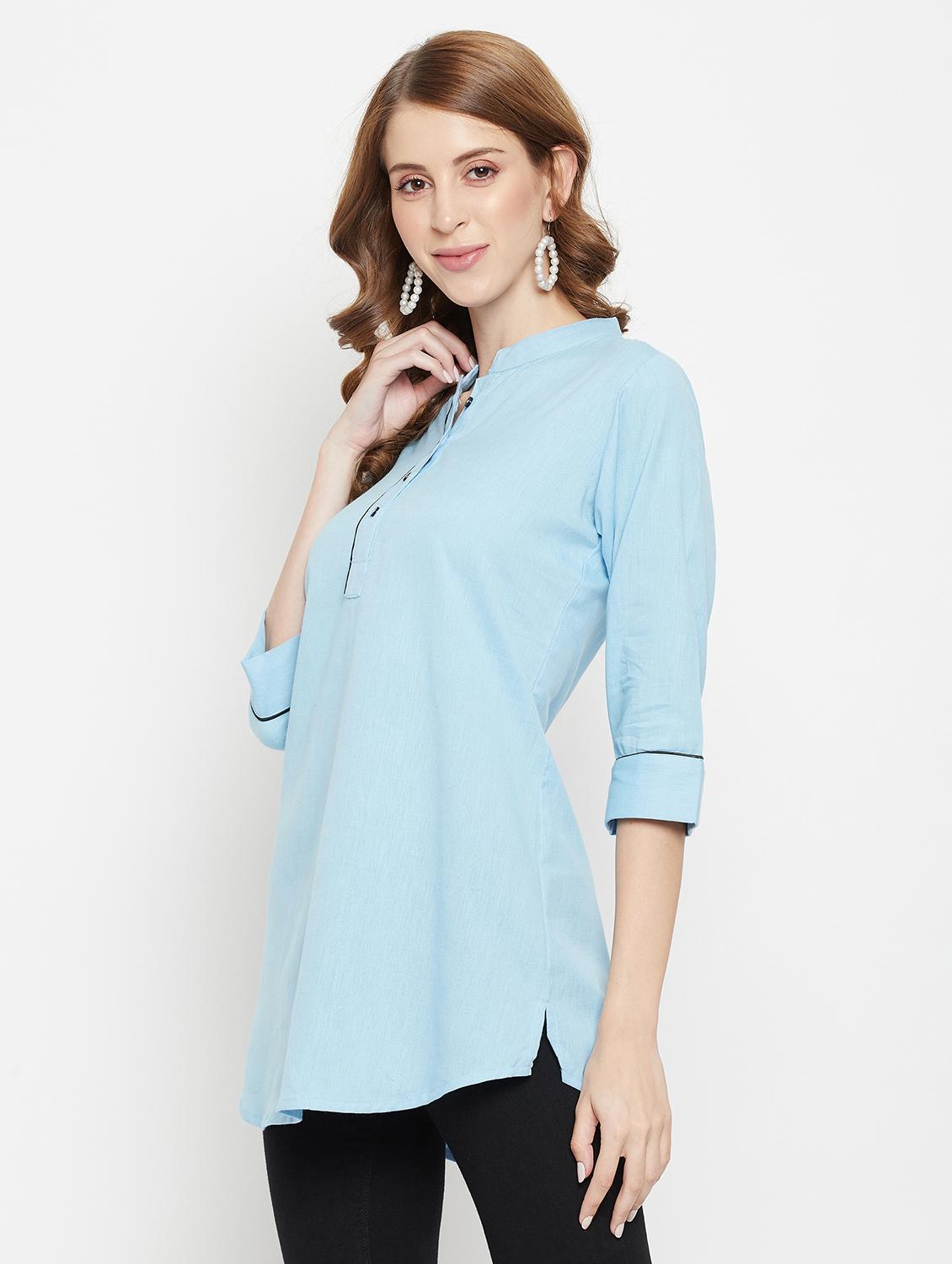 women three quarter sleeve straight kurti - 22061384 - Standard Image - 2