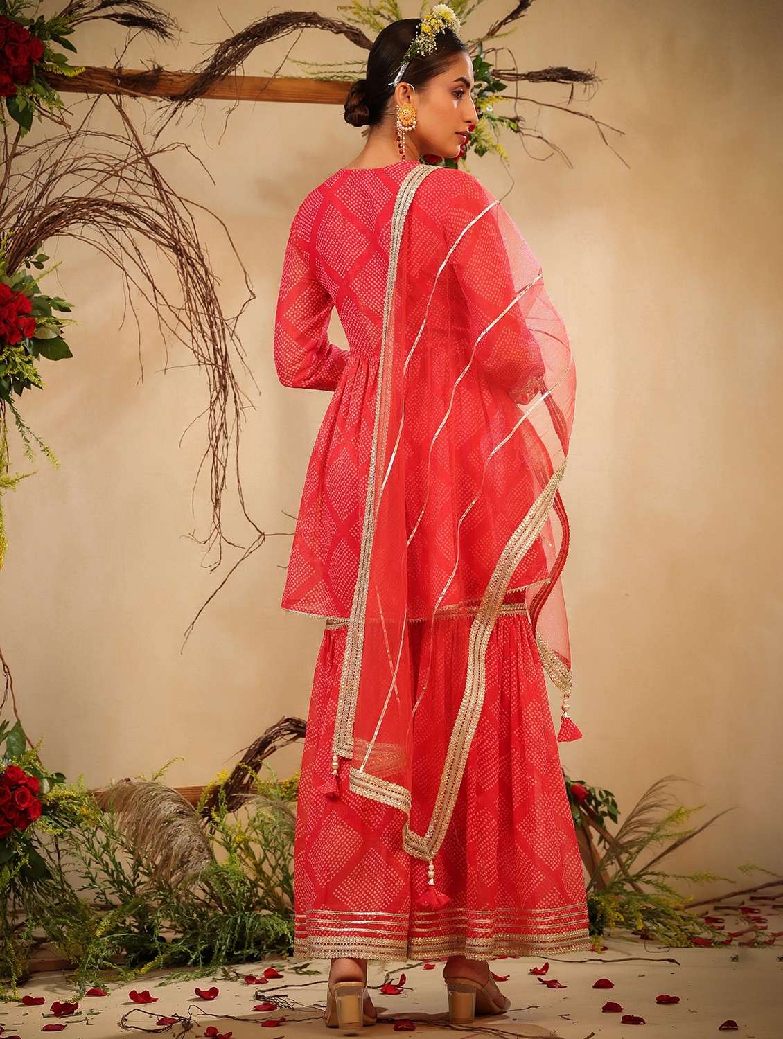 women three quarter sleeve kurta sharara with dupatta set - 22061450 -  Standard Image - 2