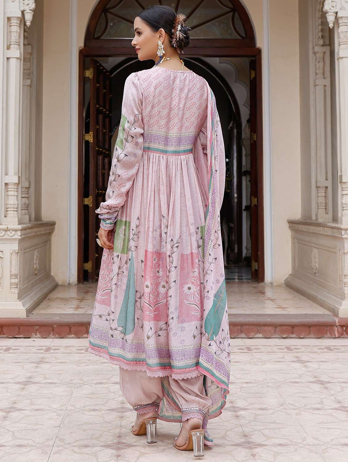women printed long sleeve kurta pant with dupatta set - 22061471 - Standard Image - 2