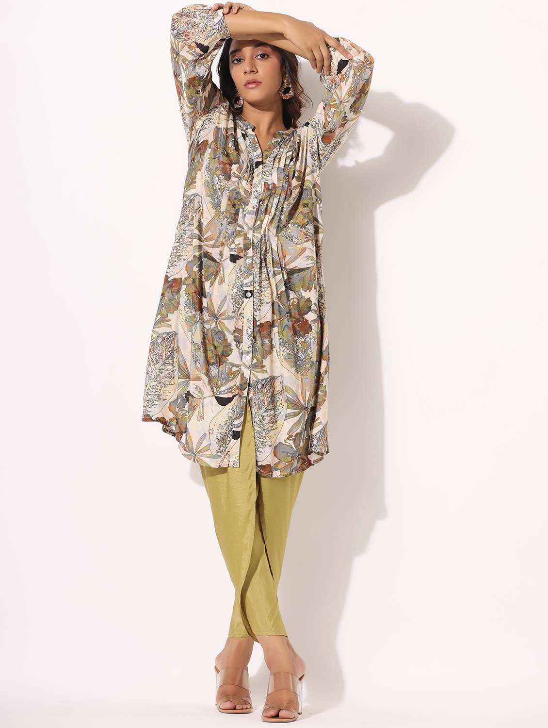 women floral printed long sleeve dhoti kurta set - 22061509 - Standard Image - 2