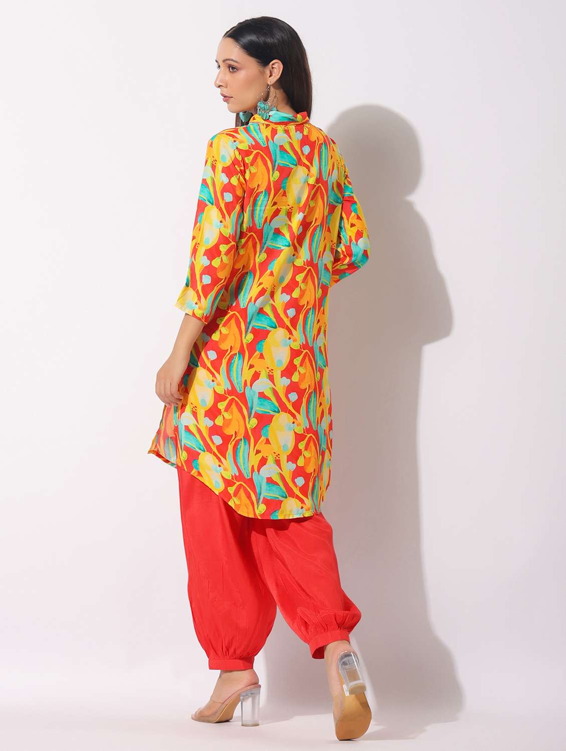 women floral printed three quarter sleeve kurta salwar set - 22061515 -  Standard Image - 2