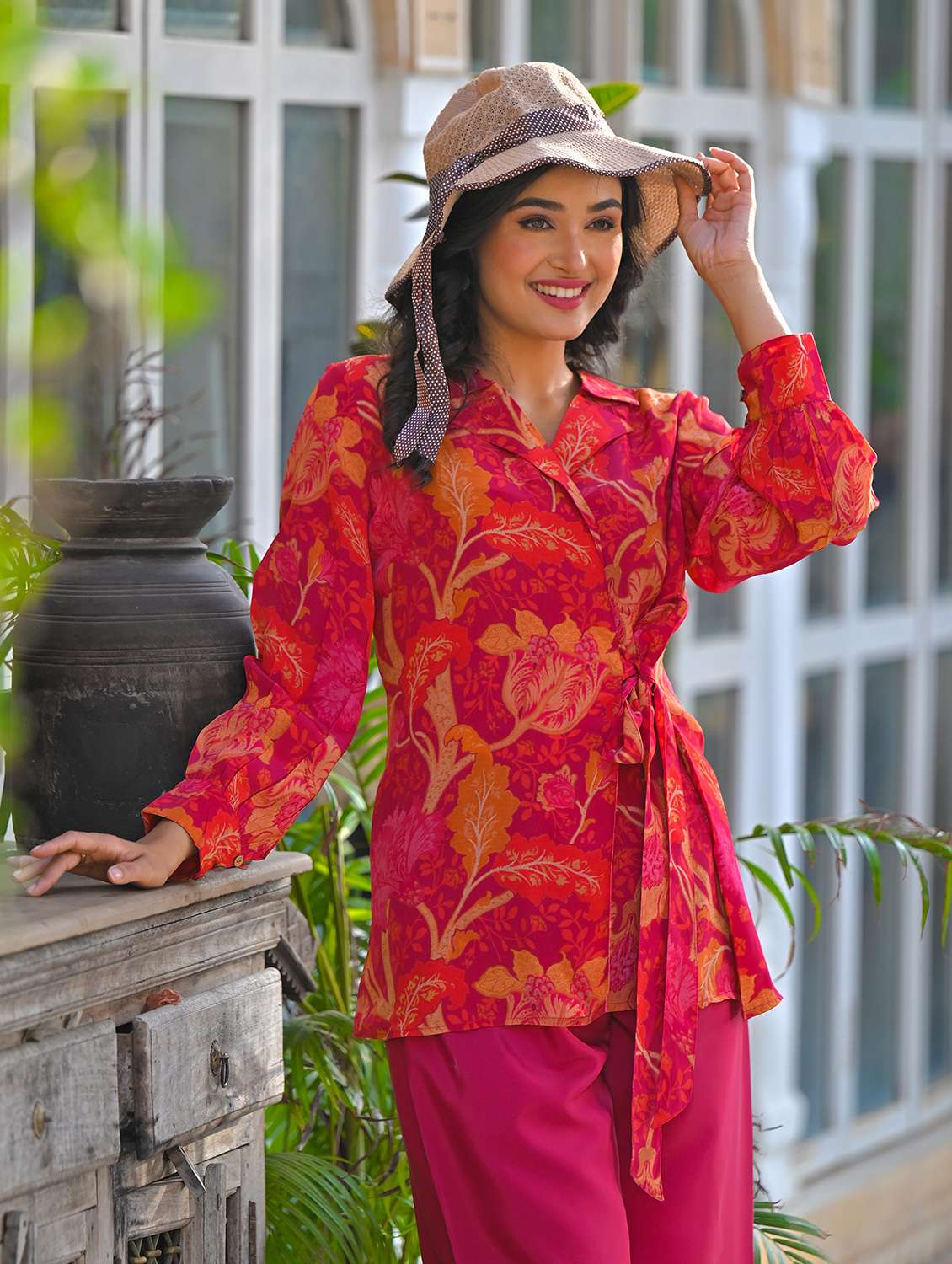 women floral print long sleeve collared co-ord set - 22061520 - Standard Image - 2