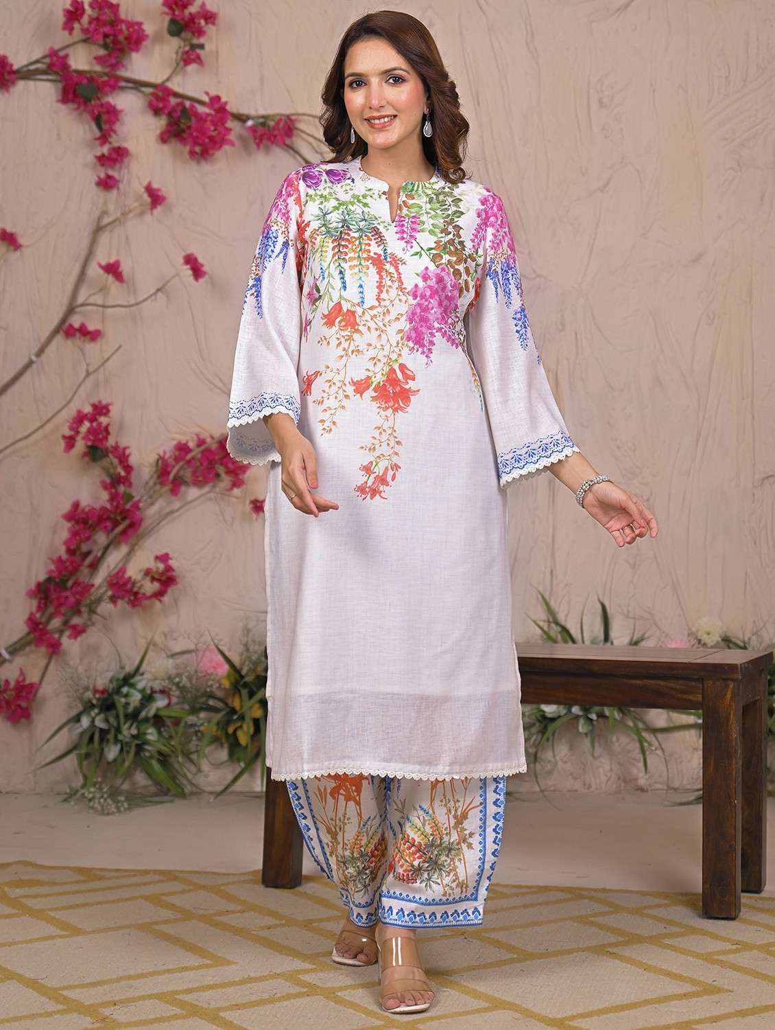 white linen kurta pant  set