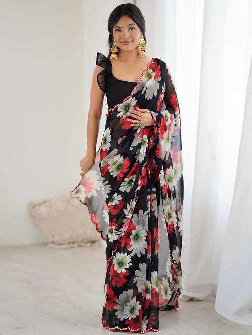women floral printed saree with blouse - 22061554 -  Standard Image - 0