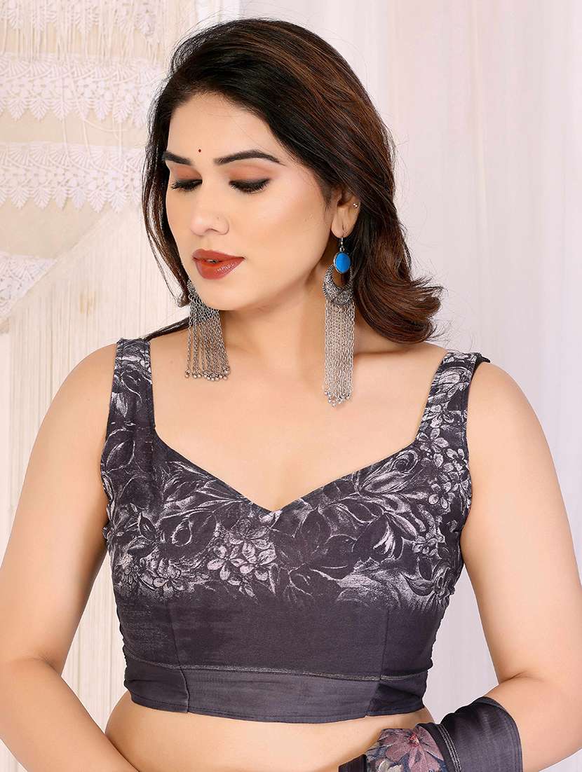 women floral printed saree with blouse - 22061589 -  Standard Image - 2