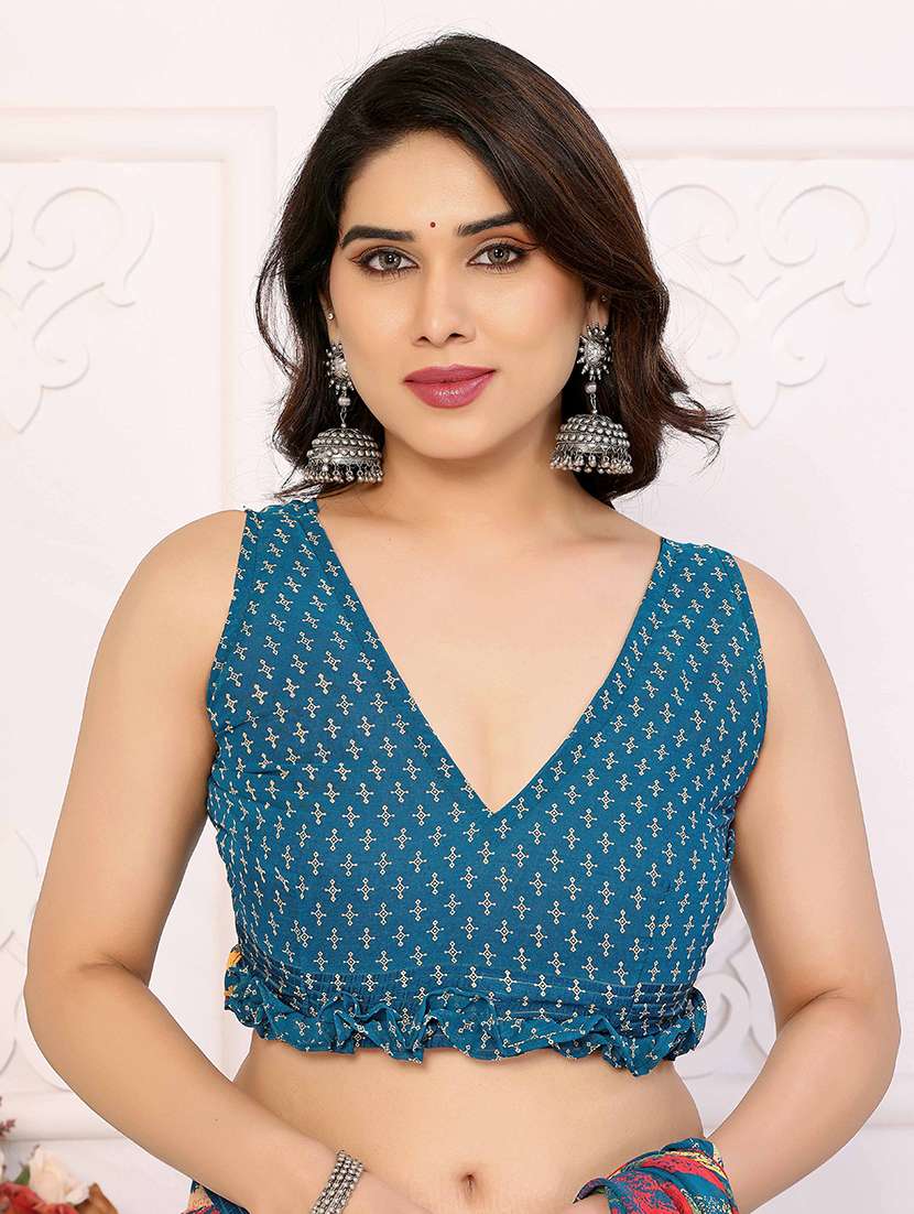 women printed casual wear saree with blouse - 22061609 -  Standard Image - 2