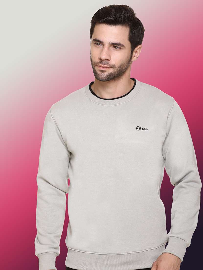 men solid long sleeve regular fit sweatshirt