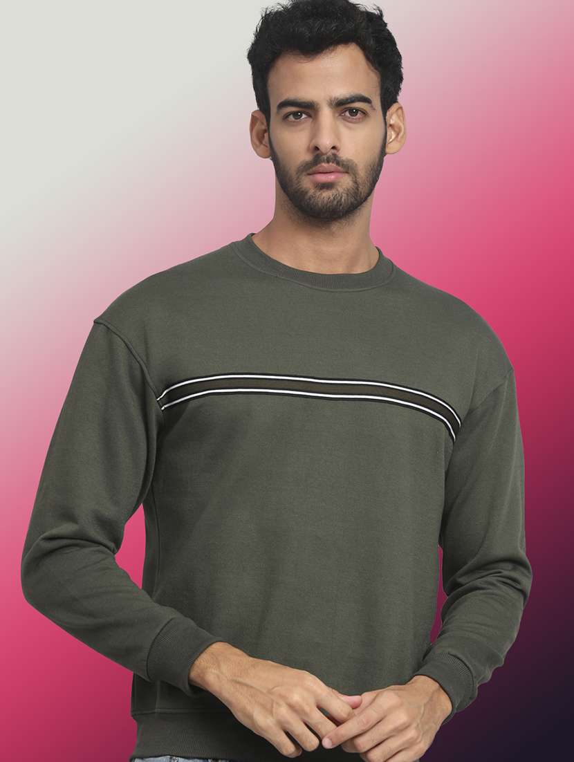 men striped long sleeve regular fit sweatshirt