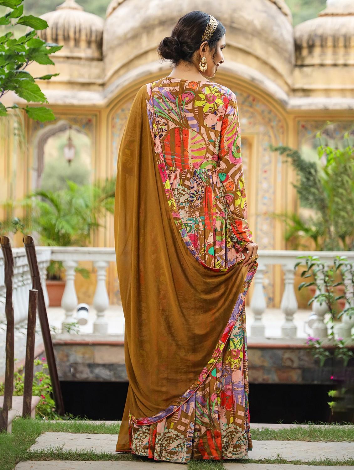 brown chiffon aline gown - 22061812 - Standard Image - 2