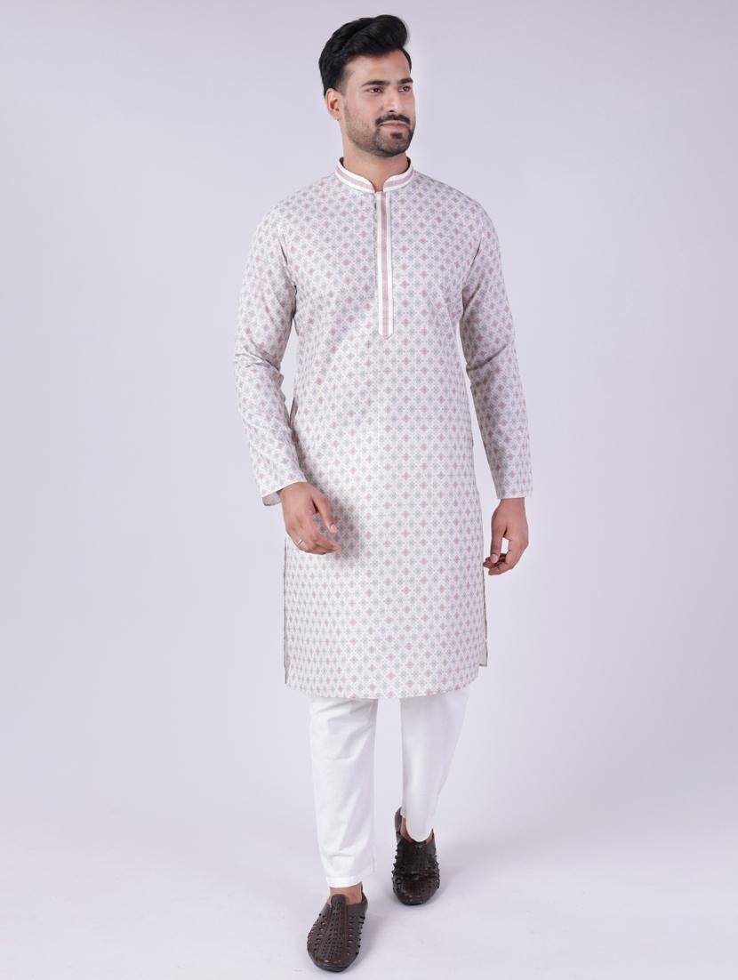 men mandarin neck kurta pyjama ethnic wear set - 22061829 - Standard Image - 2
