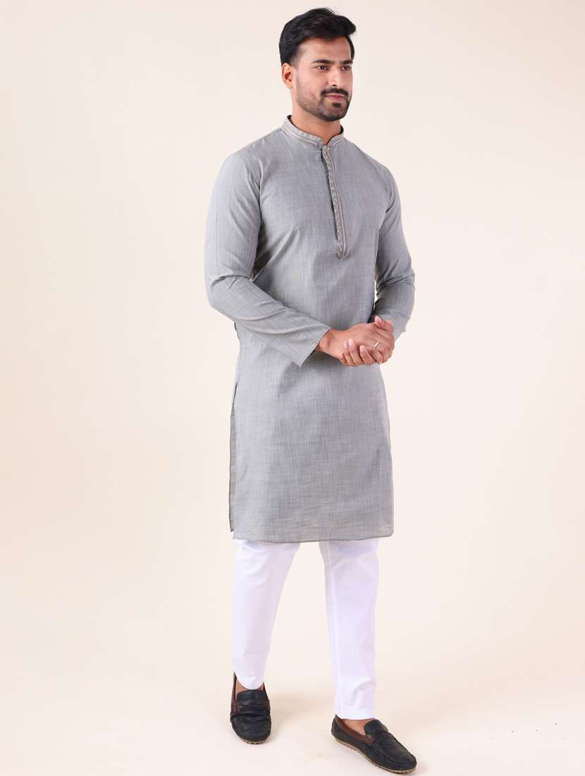 men mandarin neck kurta pyjama ethnic wear set - 22061836 - Standard Image - 2