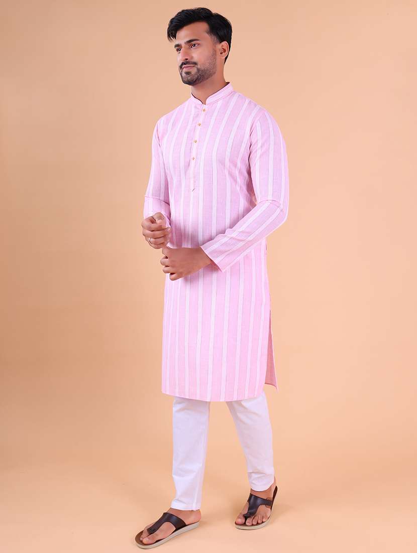 men mandarin neck kurta pyjama ethnic wear set - 22061839 - Standard Image - 2