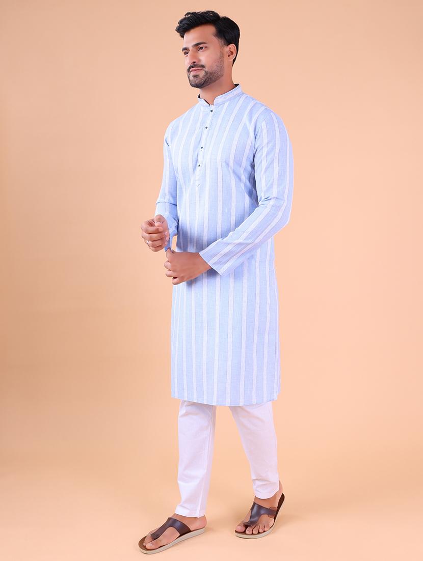 men mandarin neck kurta pyjama ethnic wear set - 22061840 - Standard Image - 2