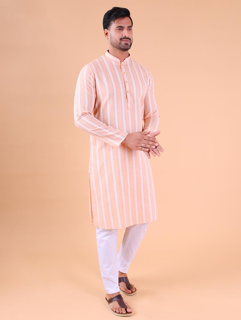 men mandarin neck kurta pyjama ethnic wear set - 22061842 - Standard Image - 2