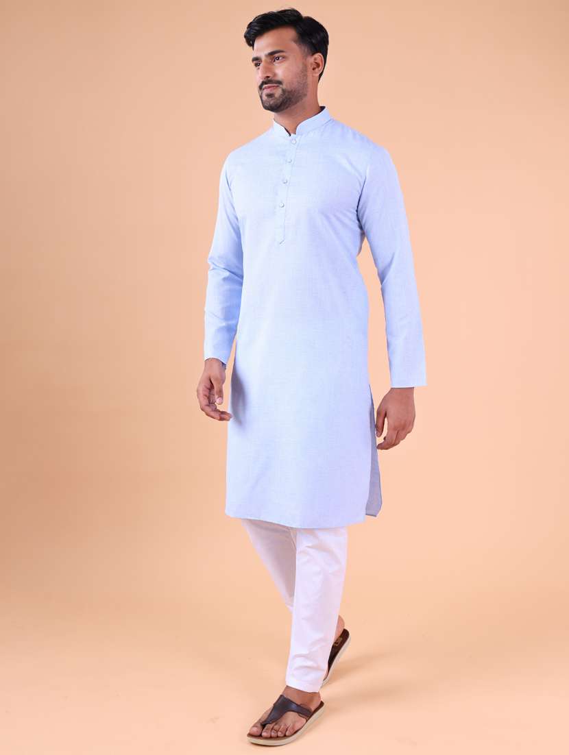 men mandarin neck kurta pyjama ethnic wear set - 22061844 - Standard Image - 2