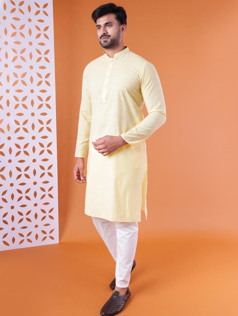 men mandarin neck kurta pyjama ethnic wear set - 22061846 - Standard Image - 2