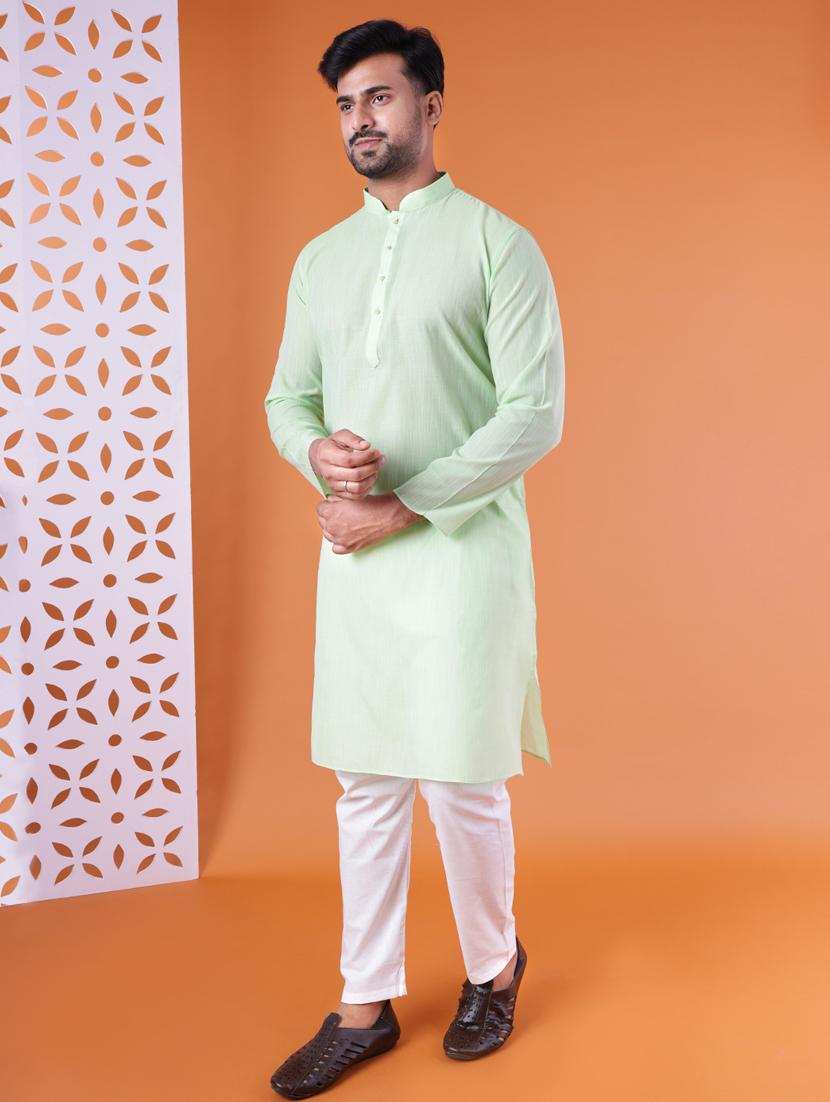 men mandarin neck kurta pyjama ethnic wear set - 22061847 - Standard Image - 2