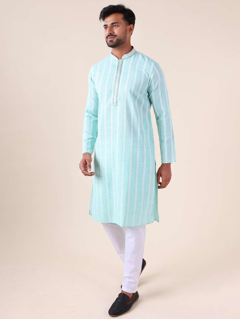 men mandarin neck kurta pyjama ethnic wear set - 22061851 - Standard Image - 2