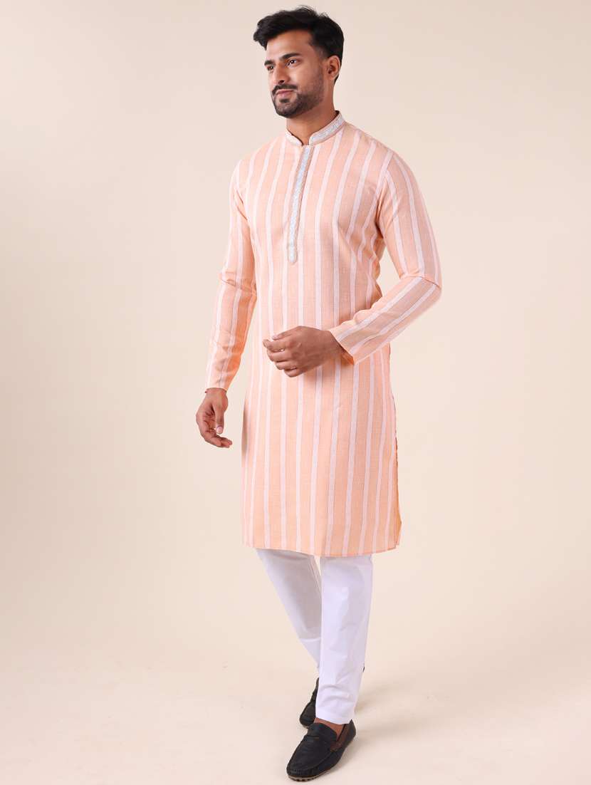 men mandarin neck kurta pyjama ethnic wear set - 22061852 - Standard Image - 2