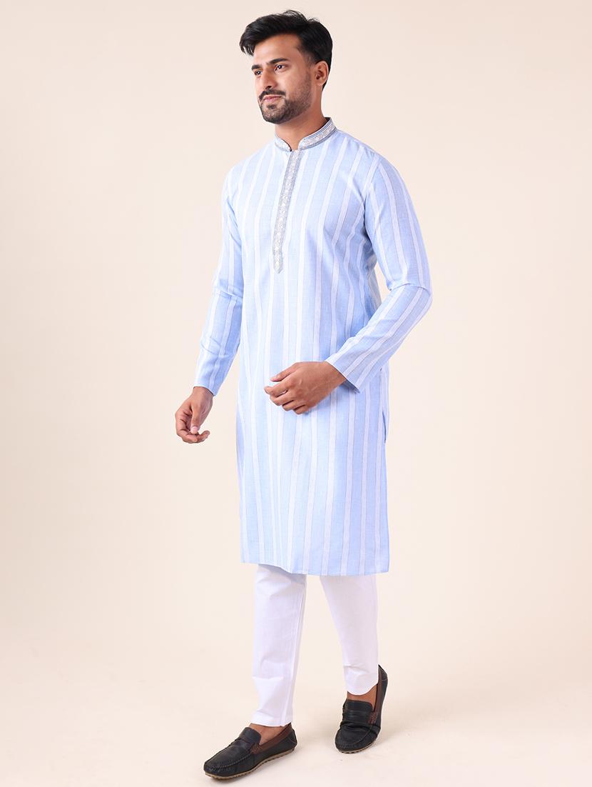 men mandarin neck kurta pyjama ethnic wear set - 22061853 - Standard Image - 2