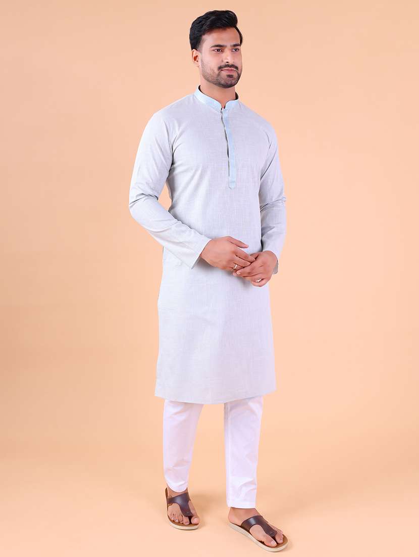 men mandarin neck kurta pyjama ethnic wear set - 22061855 - Standard Image - 2