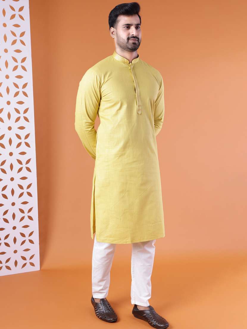 men mandarin neck kurta pyjama ethnic wear set - 22061856 - Standard Image - 2