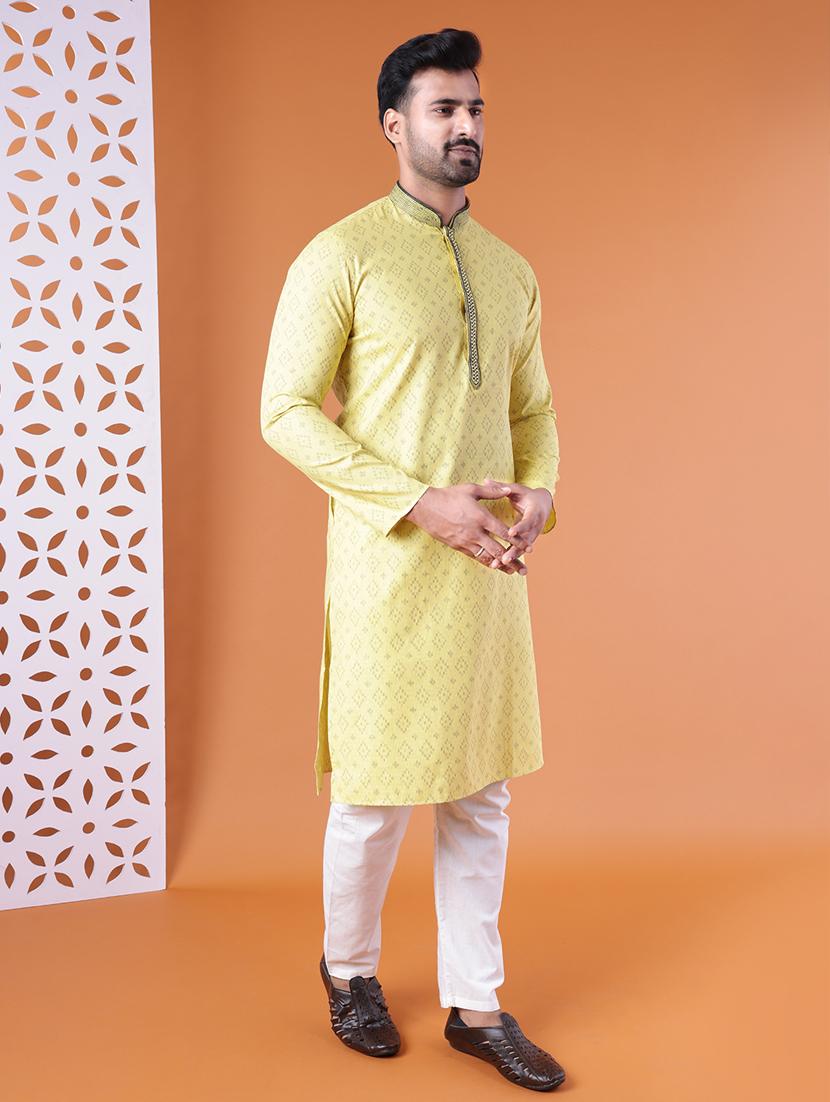 men mandarin neck kurta pyjama ethnic wear set - 22061858 - Standard Image - 2