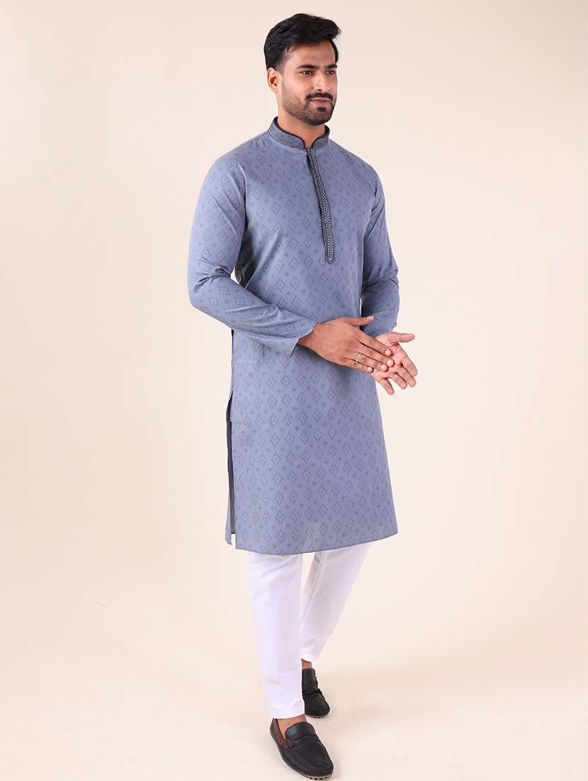 men mandarin neck kurta pyjama ethnic wear set - 22061860 - Standard Image - 2