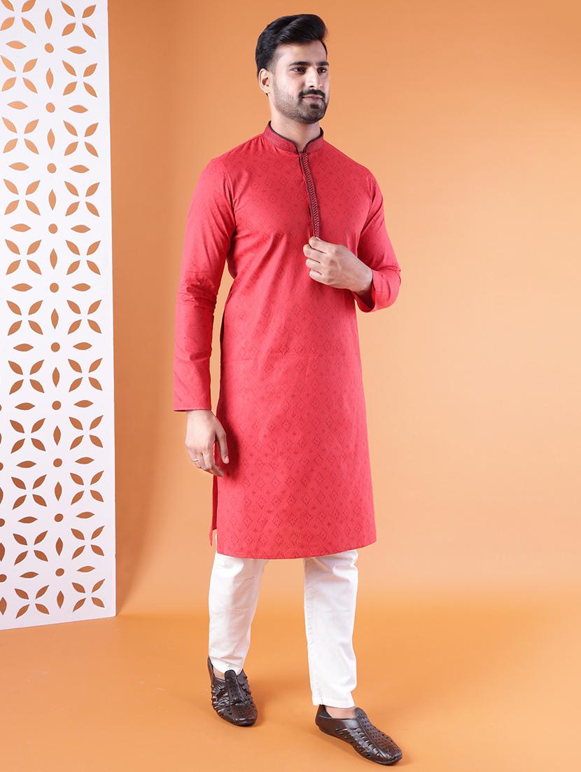 men mandarin neck kurta pyjama ethnic wear set - 22061861 - Standard Image - 2