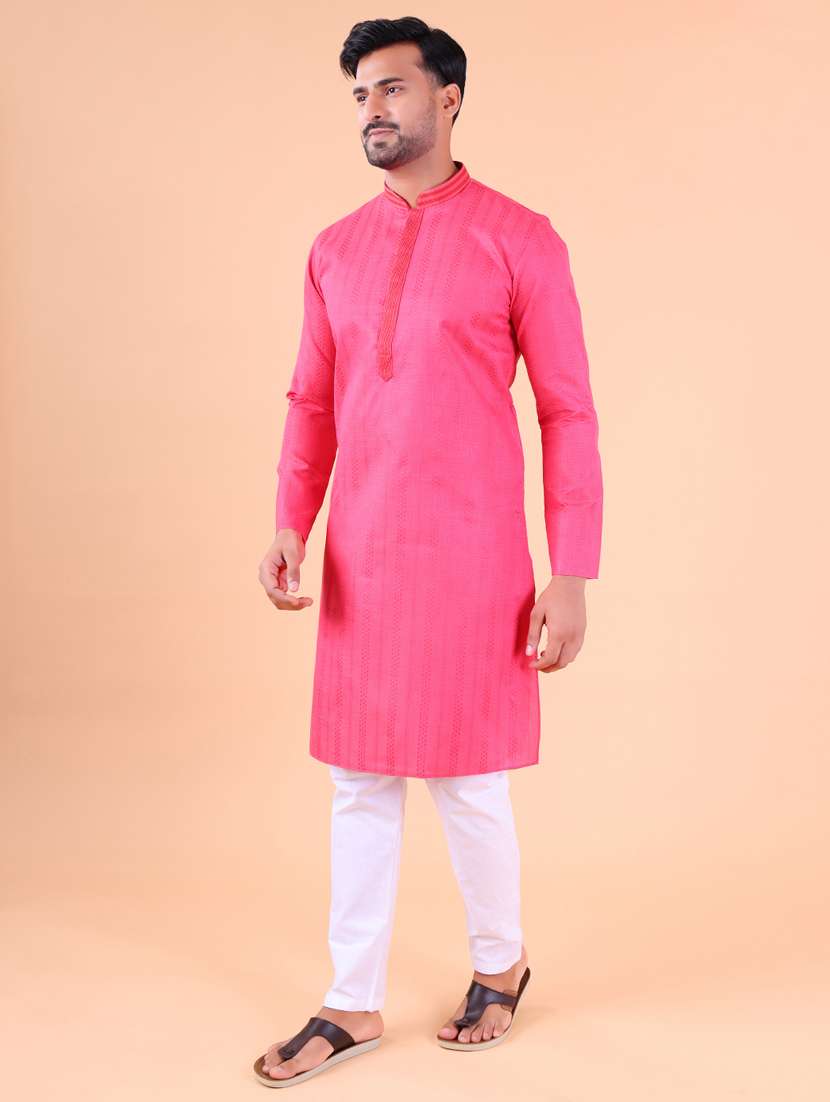 men mandarin neck kurta pyjama ethnic wear set - 22061864 - Standard Image - 2