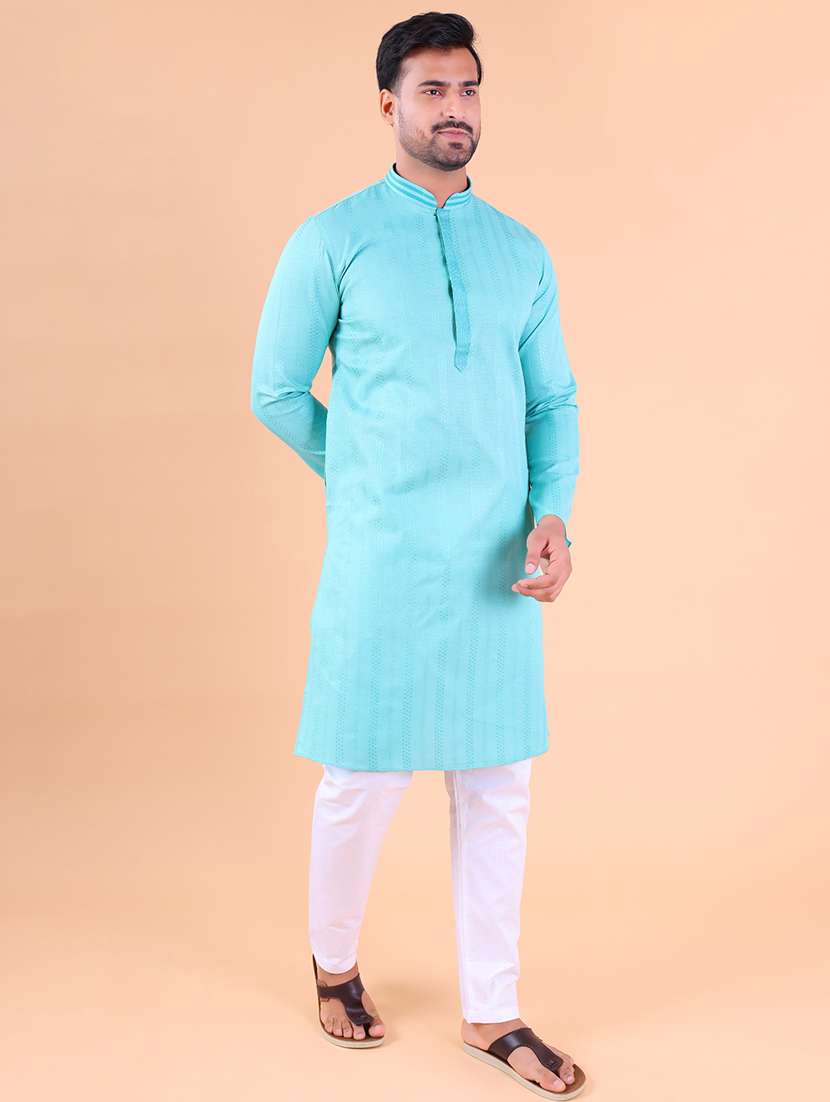 men mandarin neck kurta pyjama ethnic wear set - 22061865 - Standard Image - 2