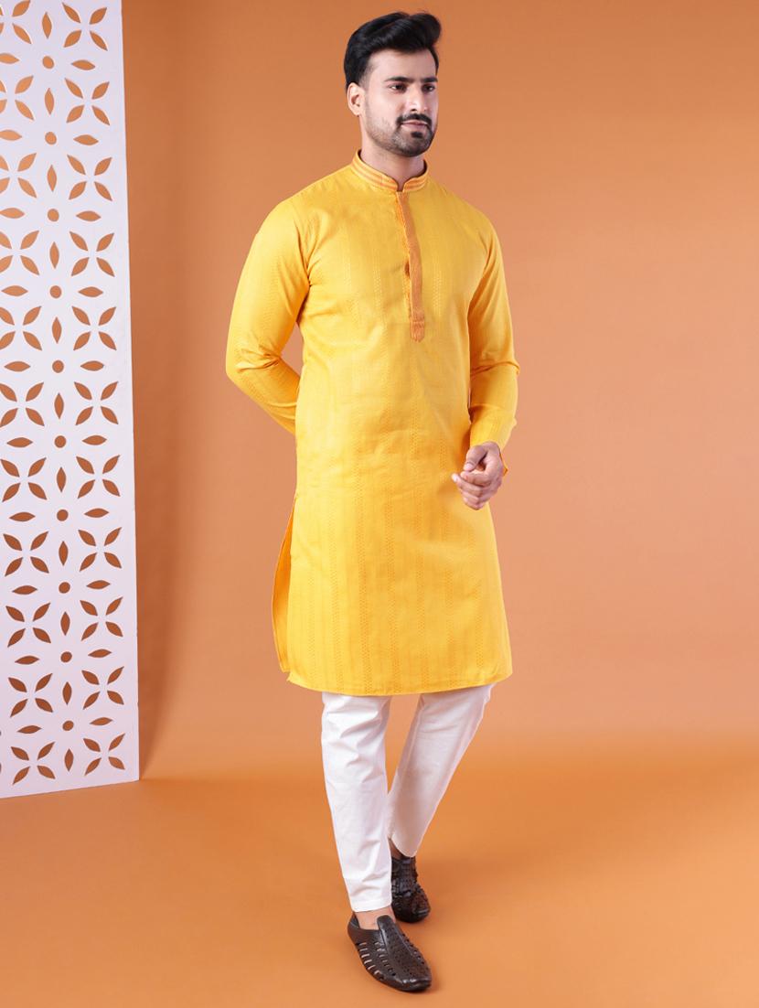 men mandarin neck kurta pyjama ethnic wear set - 22061866 - Standard Image - 2