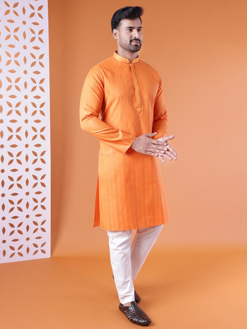 men mandarin neck kurta pyjama ethnic wear set - 22061868 - Standard Image - 2