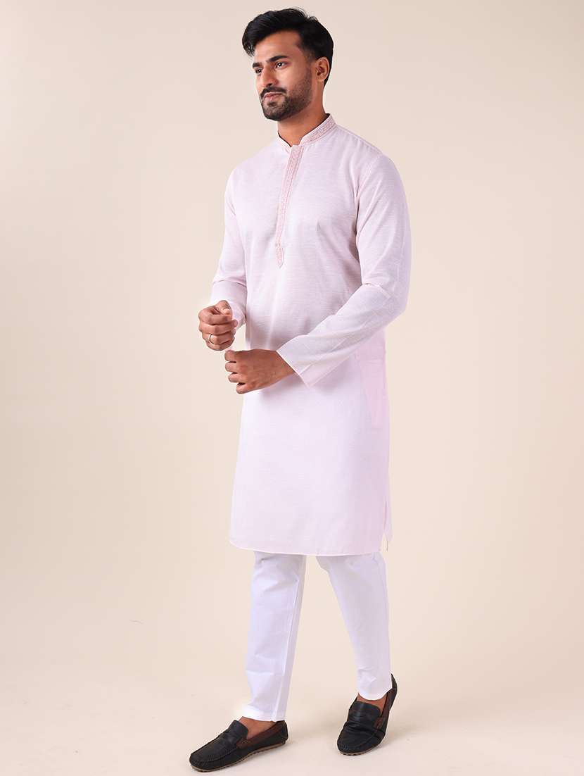 men mandarin neck kurta pyjama ethnic wear set - 22061871 - Standard Image - 2