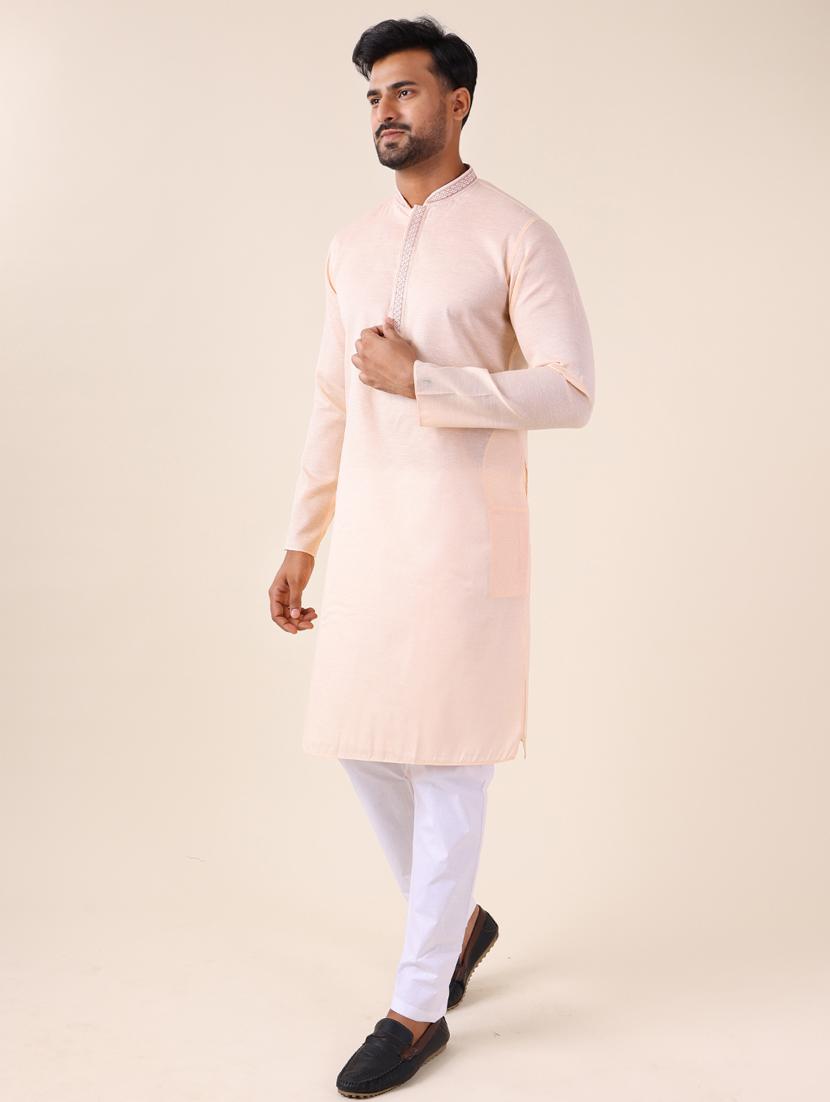 men mandarin neck kurta pyjama ethnic wear set - 22061873 - Standard Image - 2
