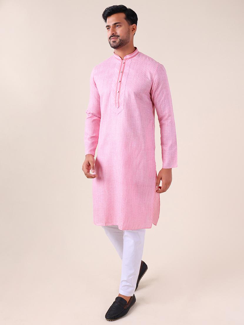 men mandarin neck kurta pyjama ethnic wear set - 22061874 - Standard Image - 2