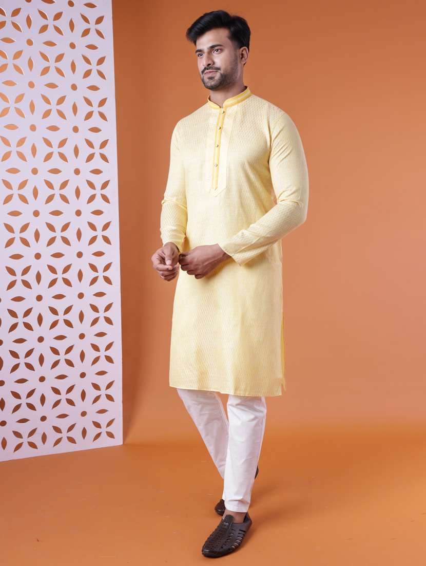 men mandarin neck kurta pyjama ethnic wear set - 22061877 - Standard Image - 2