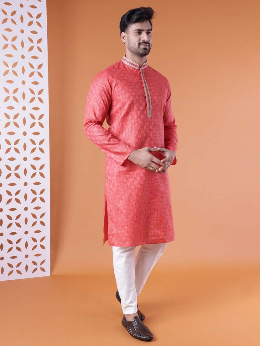 men mandarin neck kurta pyjama ethnic wear set - 22061881 -  Standard Image - 2