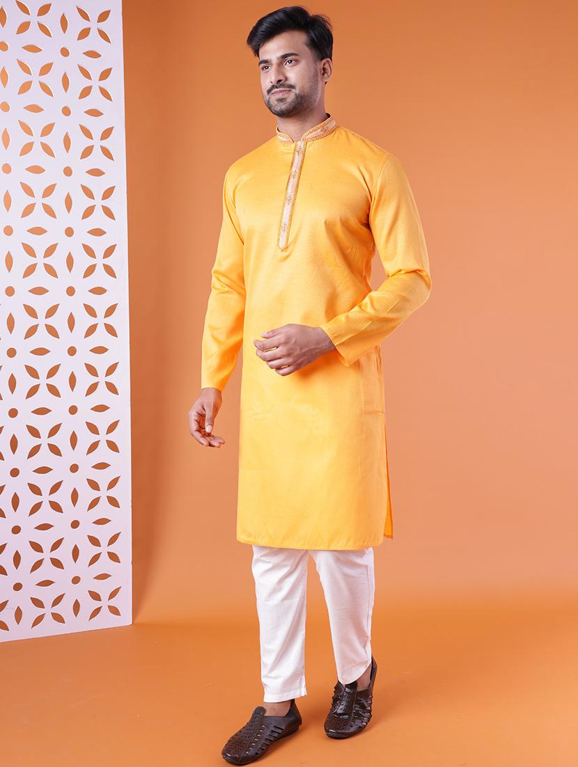 men mandarin neck kurta pyjama ethnic wear set - 22061883 - Standard Image - 2