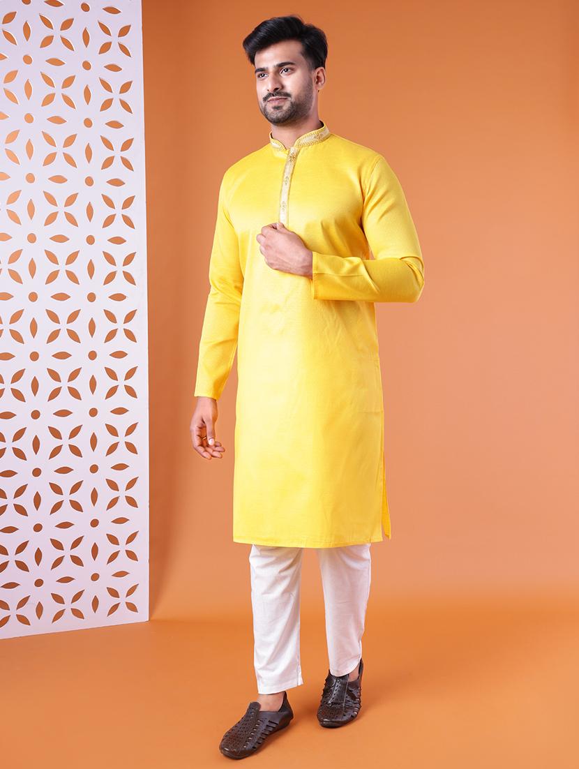 men mandarin neck kurta pyjama ethnic wear set - 22061885 - Standard Image - 2
