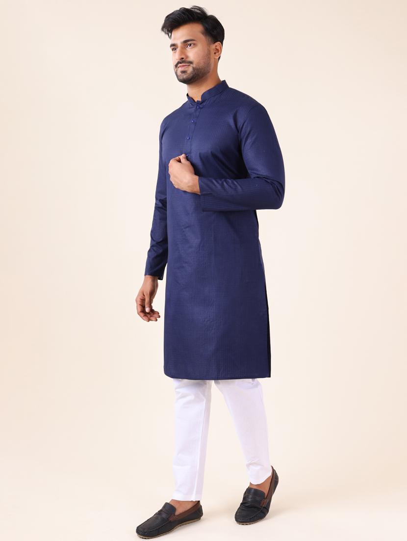 men mandarin neck kurta pyjama ethnic wear set - 22061887 - Standard Image - 2
