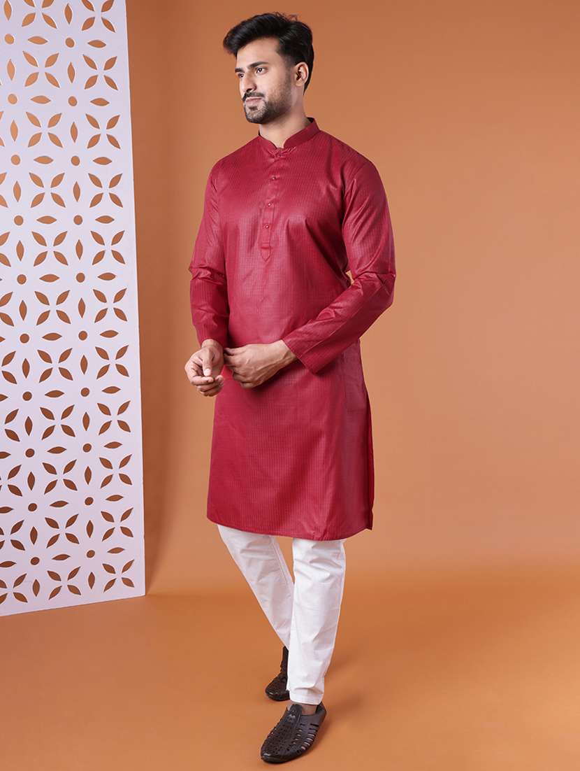 men mandarin neck kurta pyjama ethnic wear set - 22061889 - Standard Image - 2