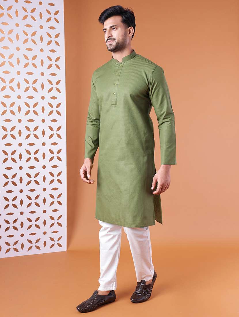 men mandarin neck kurta pyjama ethnic wear set - 22061890 - Standard Image - 2