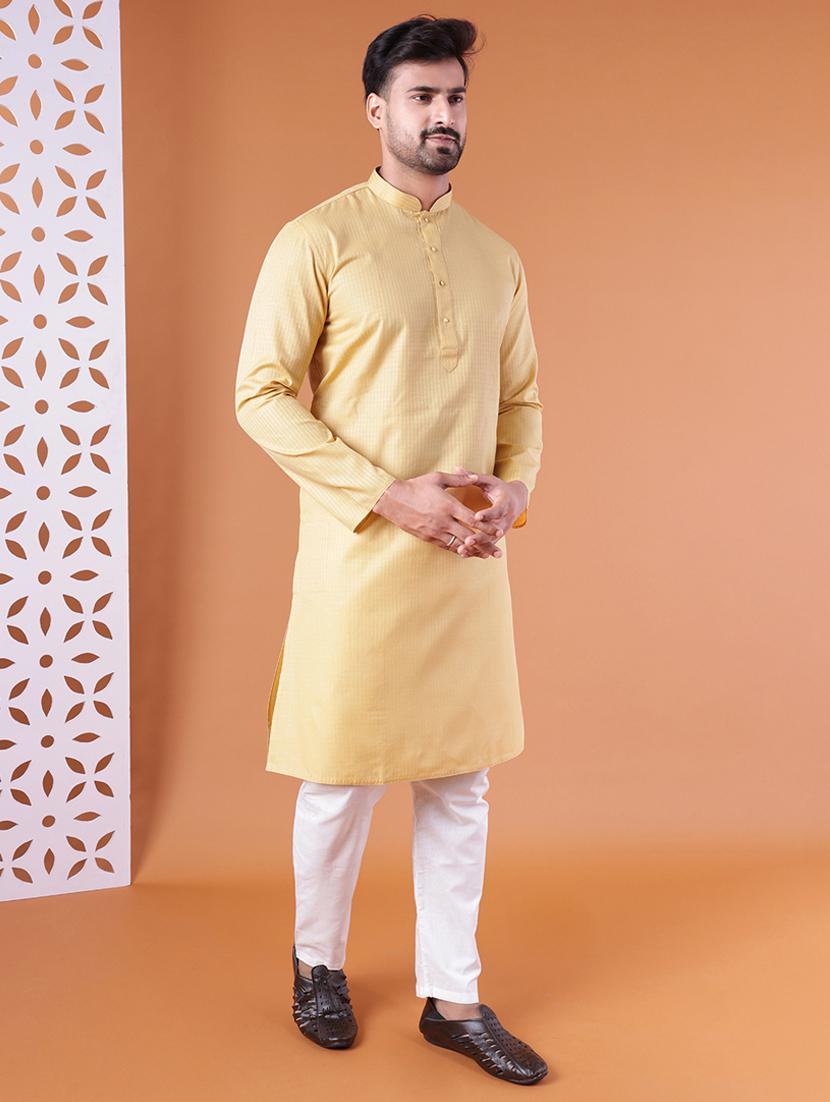 men mandarin neck kurta pyjama ethnic wear set - 22061891 - Standard Image - 2